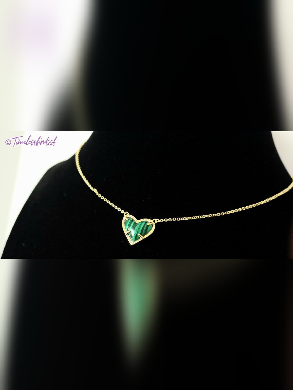 Kendra Scott Ari Heart Gold Pendant Necklace in Green Malachite